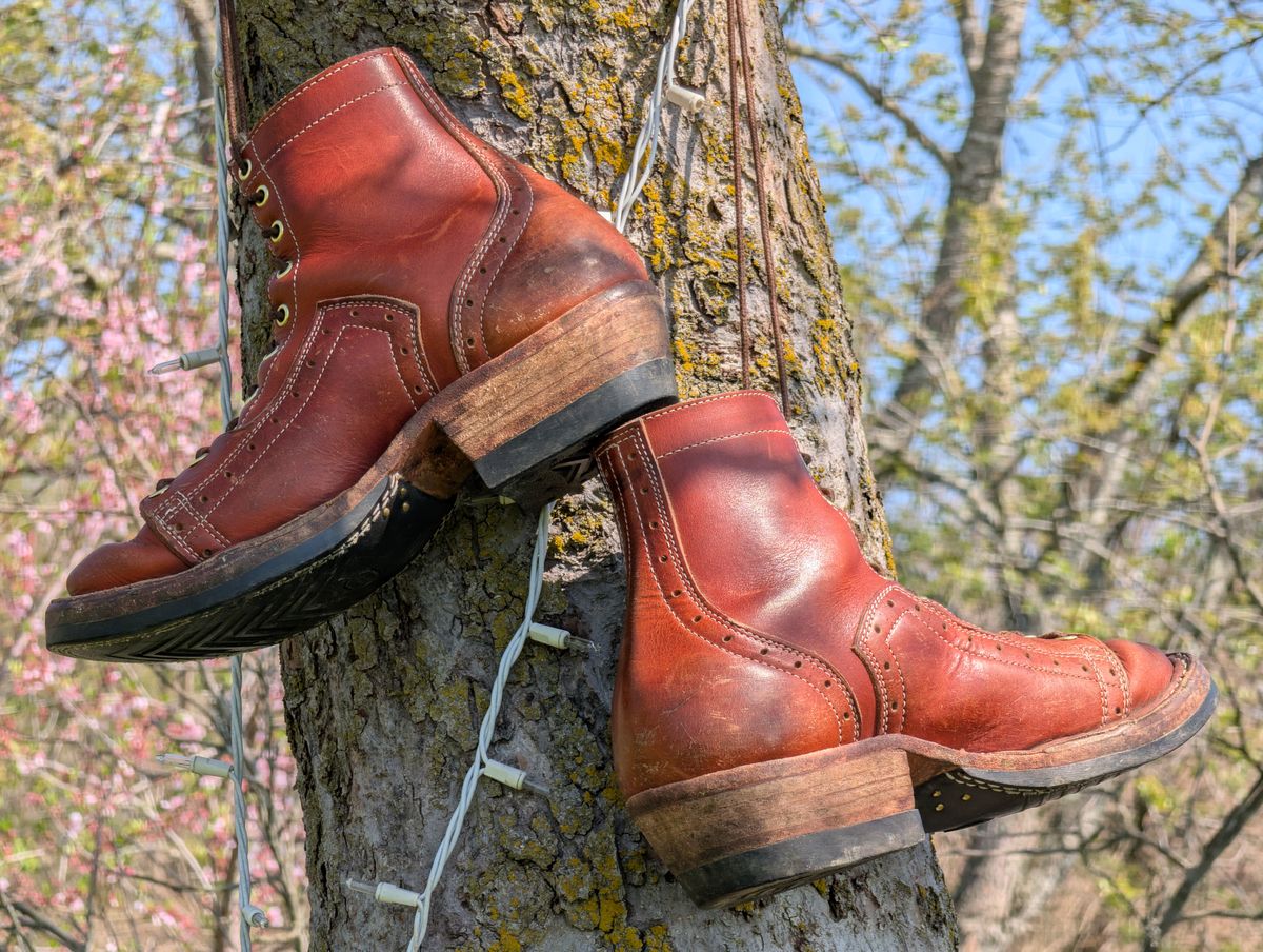 Photo by J.Seven on April 4, 2026 of the Frank's Boots Monkey Boot in Horween Olde English Dublin.