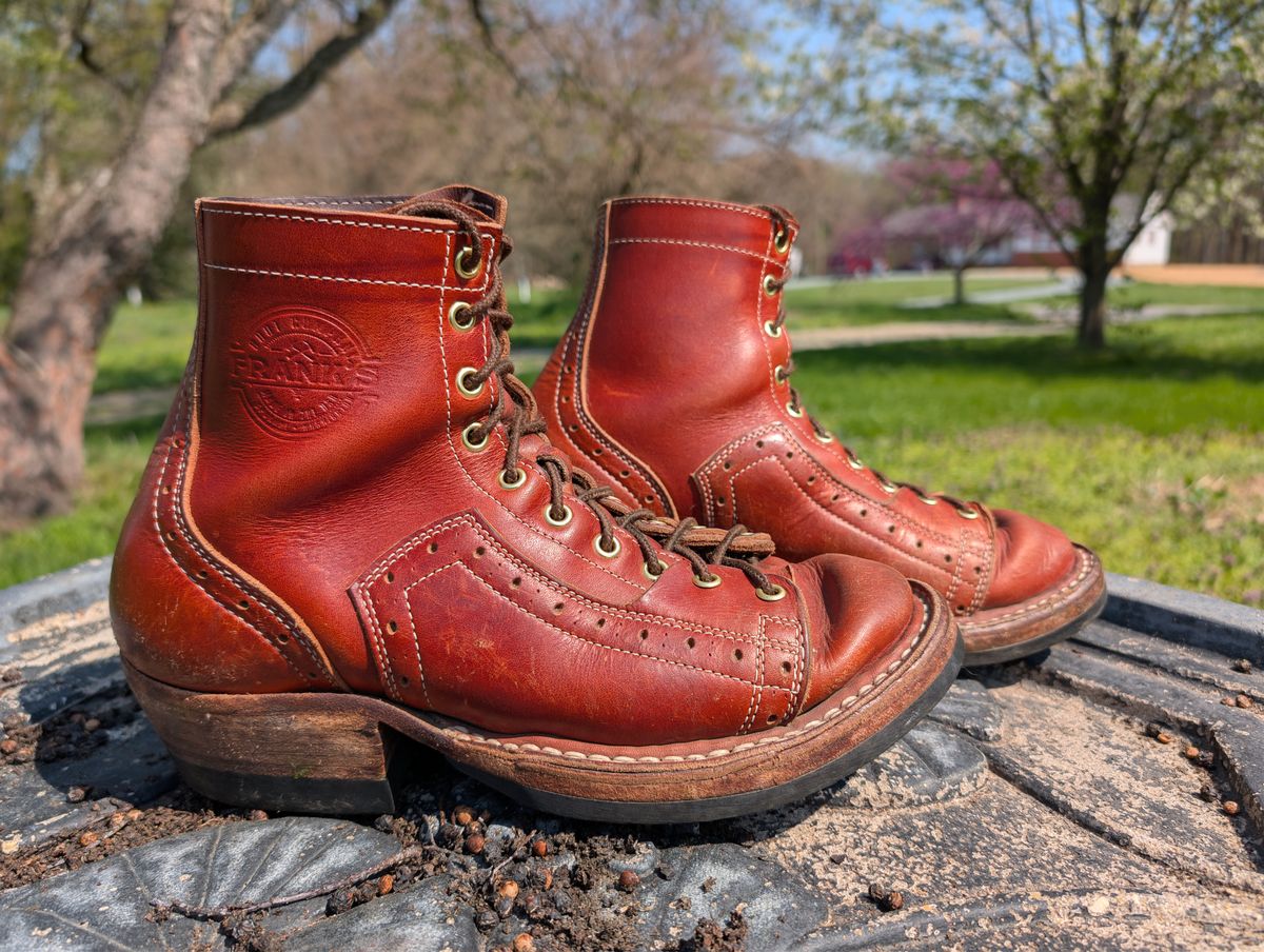 Photo by J.Seven on April 4, 2026 of the Frank's Boots Monkey Boot in Horween Olde English Dublin.