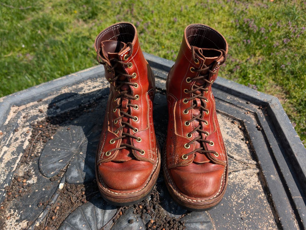 Photo by J.Seven on April 4, 2026 of the Frank's Boots Monkey Boot in Horween Olde English Dublin.