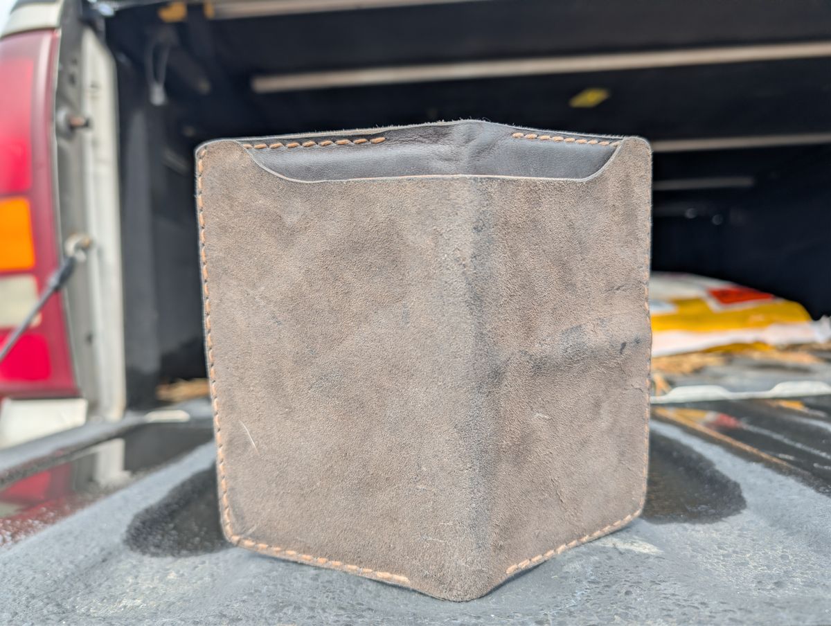 Photo by J.Seven on February 20, 2026 of the Self-Made Field Notes Holder in Horween Black Stampede CXL.