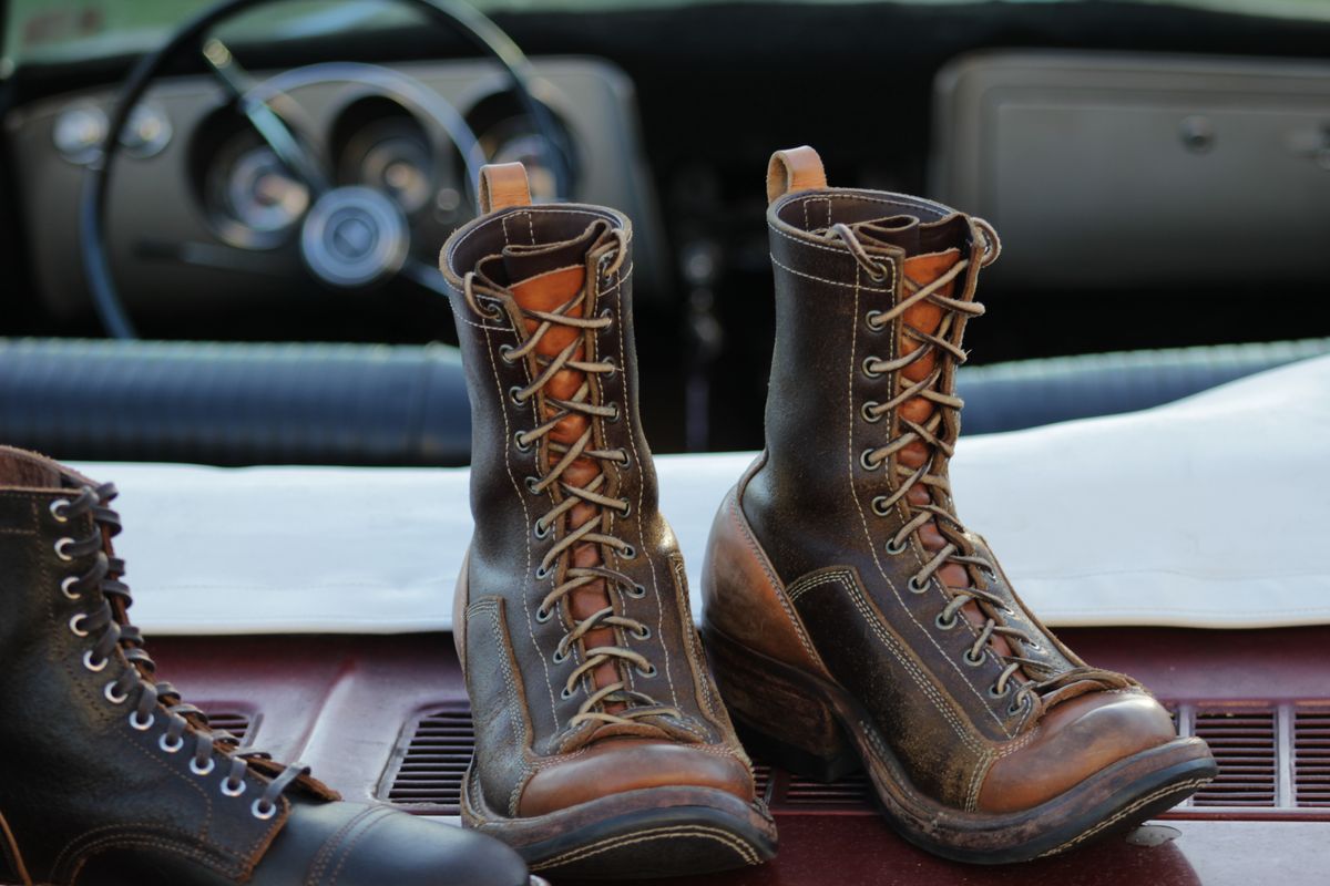 Photo by J.Seven on October 5, 2025 of the Frank's Boots Monkey Boot in Horween Cinnamon Waxed Flesh & Wickett & Craig Russet Traditional Harness.
