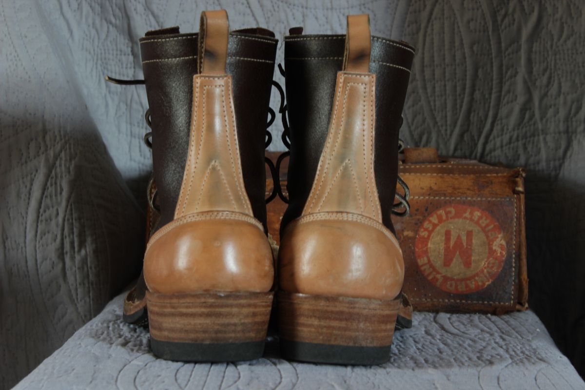 Photo by J.Seven on November 6, 2024 of the Frank's Boots Monkey Boot in Horween Cinnamon Waxed Flesh & Wickett & Craig Russet Traditional Harness.