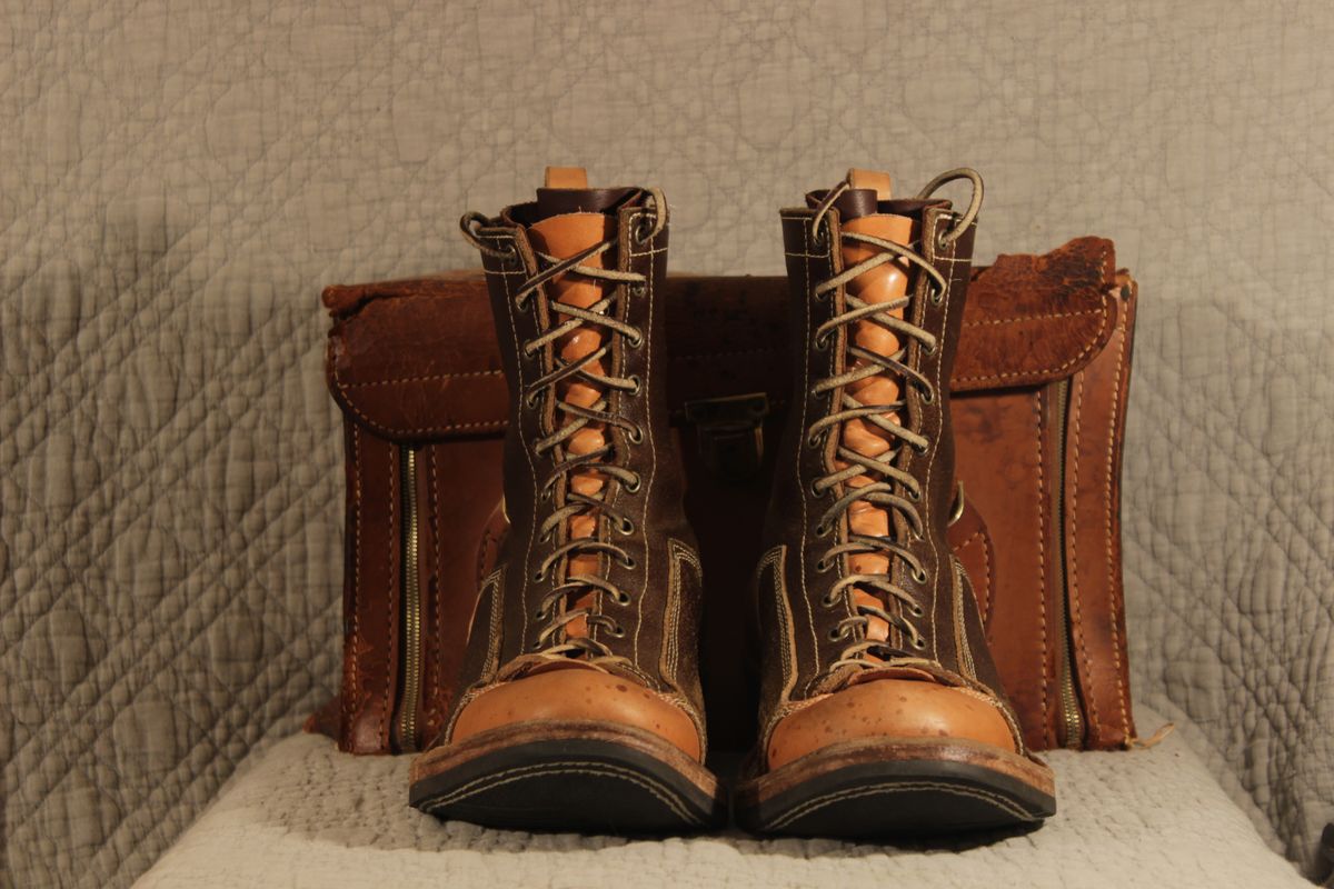Photo by J.Seven on December 6, 2024 of the Frank's Boots Monkey Boot in Horween Cinnamon Waxed Flesh & Wickett & Craig Russet Traditional Harness.