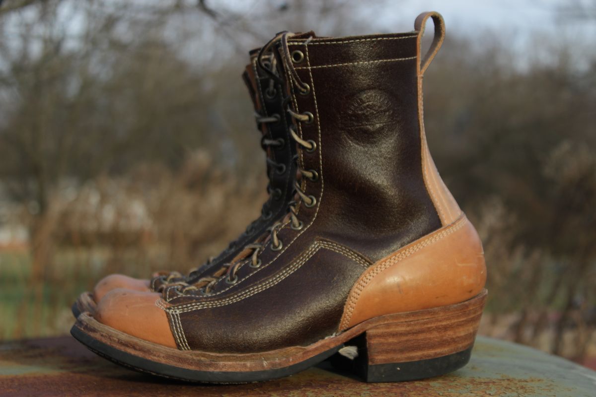 Photo by J.Seven on December 17, 2024 of the Frank's Boots Monkey Boot in Horween Cinnamon Waxed Flesh & Wickett & Craig Russet Traditional Harness.