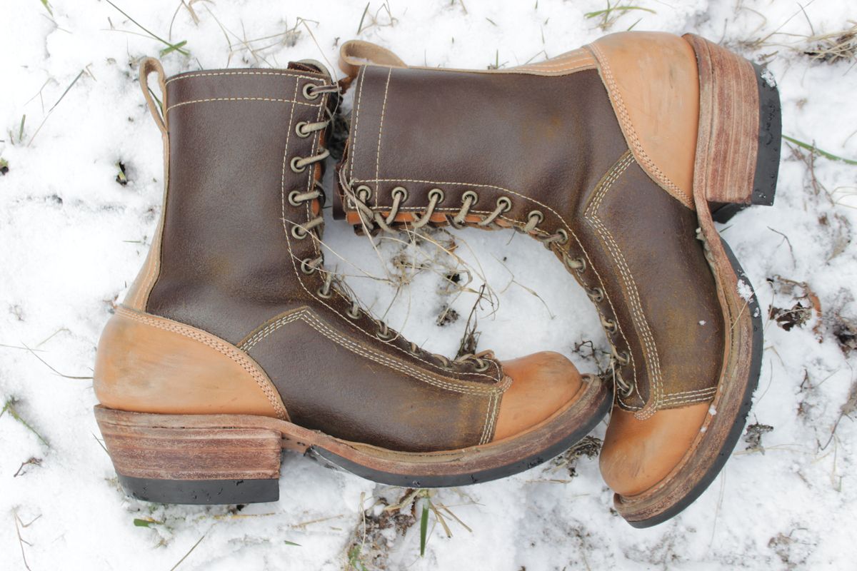Photo by J.Seven on January 6, 2025 of the Frank's Boots Monkey Boot in Horween Cinnamon Waxed Flesh & Wickett & Craig Russet Traditional Harness.