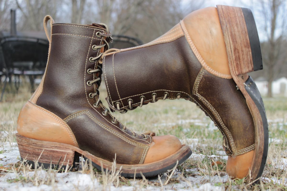 Photo by J.Seven on January 5, 2025 of the Frank's Boots Monkey Boot in Horween Cinnamon Waxed Flesh & Wickett & Craig Russet Traditional Harness.