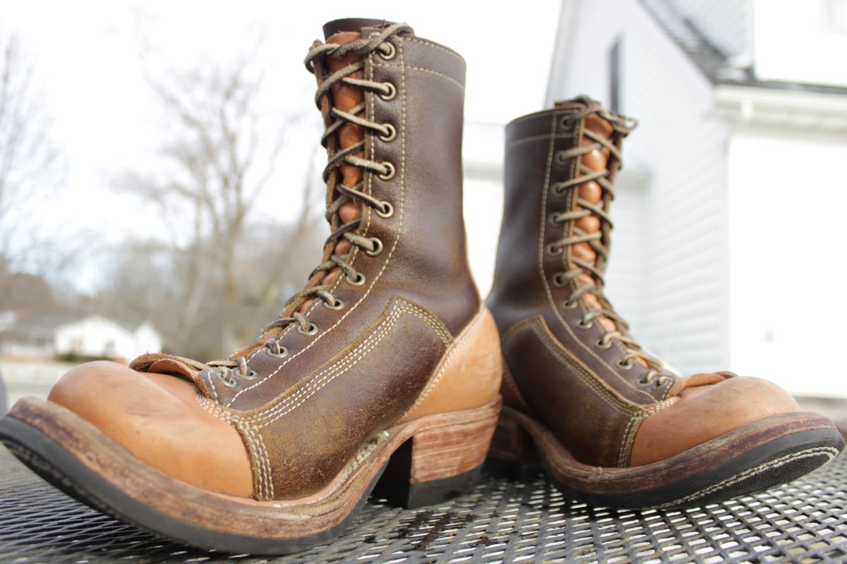 Photo by J.Seven on January 5, 2025 of the Frank's Boots Monkey Boot in Horween Cinnamon Waxed Flesh & Wickett & Craig Russet Traditional Harness.