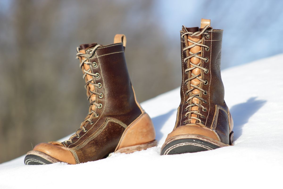 Photo by J.Seven on January 7, 2025 of the Frank's Boots Monkey Boot in Horween Cinnamon Waxed Flesh & Wickett & Craig Russet Traditional Harness.