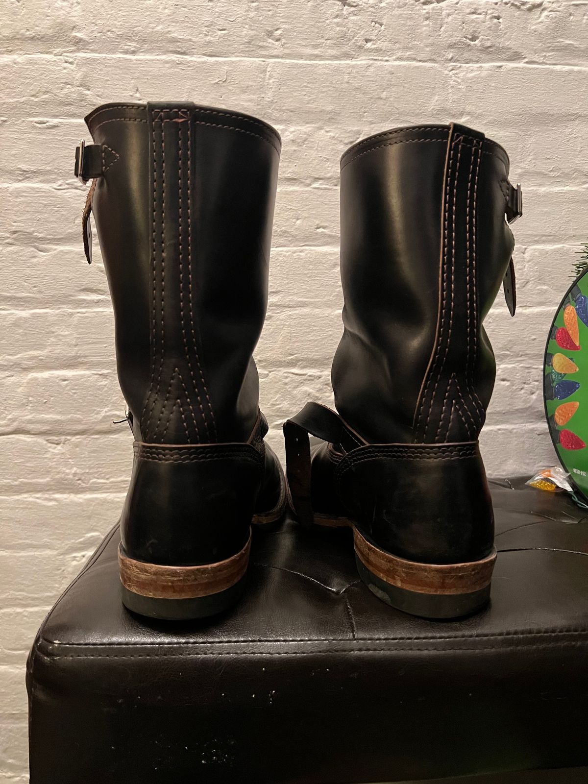 Photo by twigglekitty73 on December 2, 2023 of the Wesco Mister Lou in Horween Black Chromexcel Horsehide.