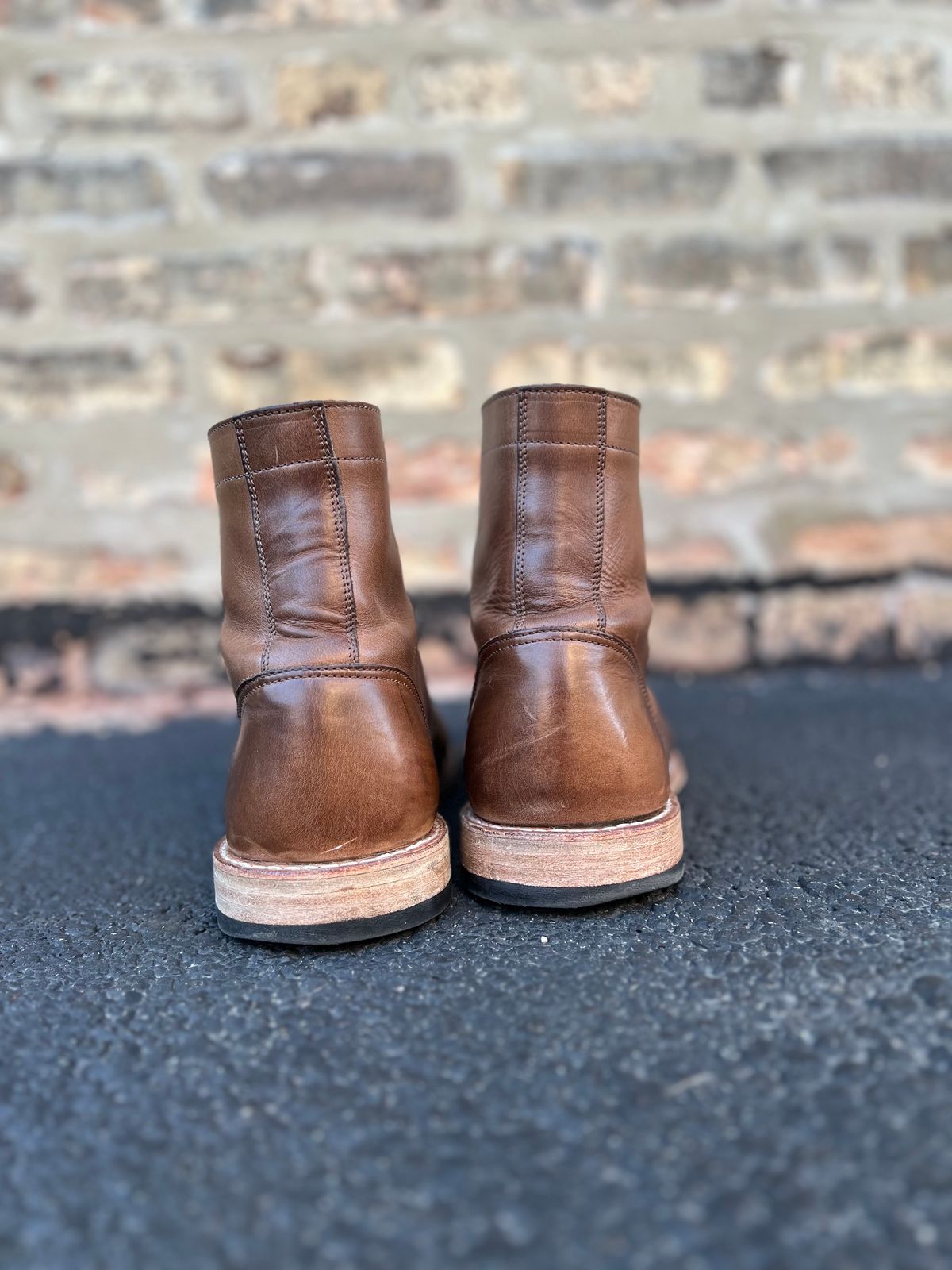 Photo by twigglekitty73 on February 2, 2024 of the Oak Street Bootmakers Trench Boot in Horween Natural Chromexcel.