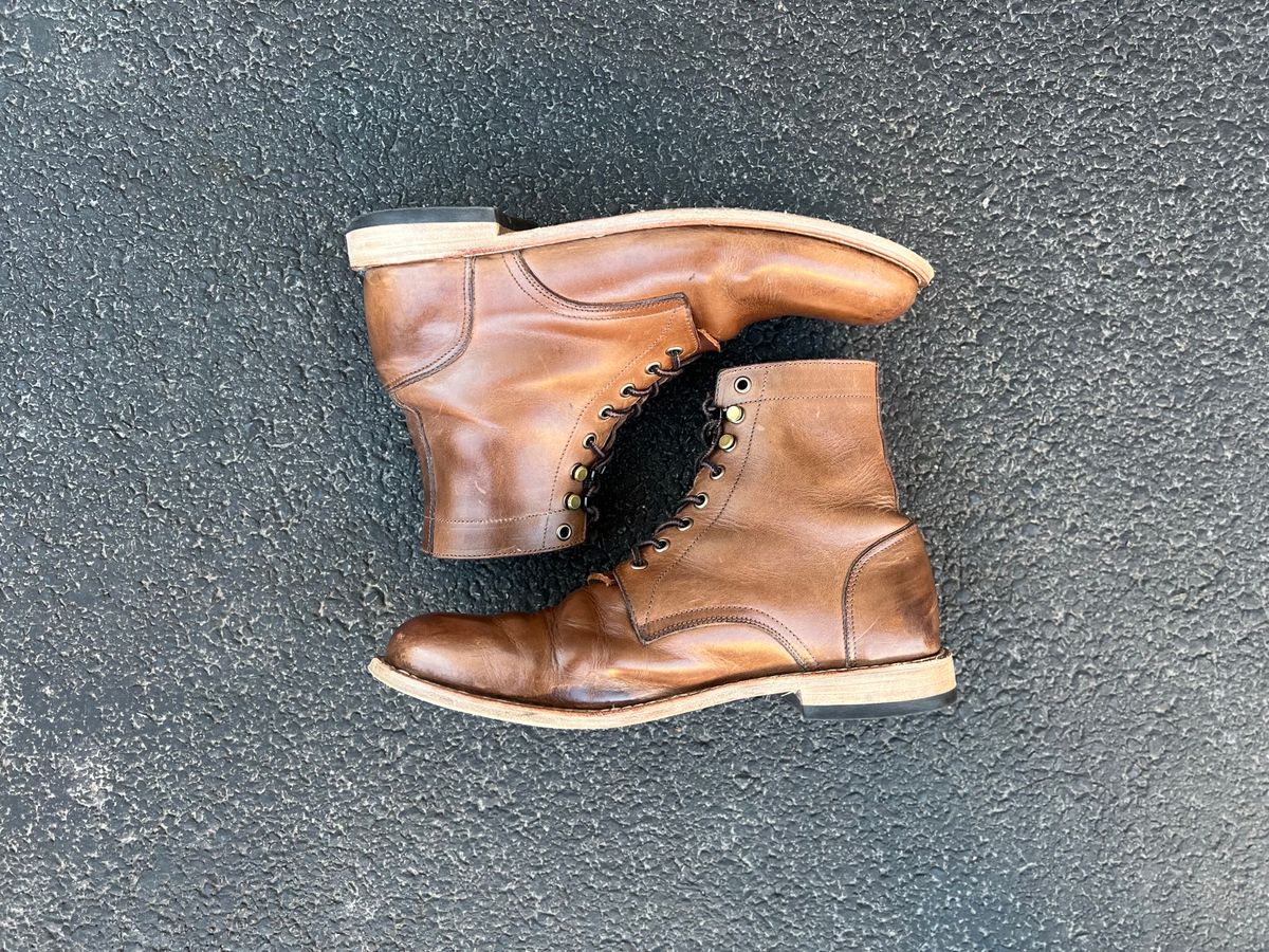 Photo by twigglekitty73 on February 2, 2024 of the Oak Street Bootmakers Trench Boot in Horween Natural Chromexcel.
