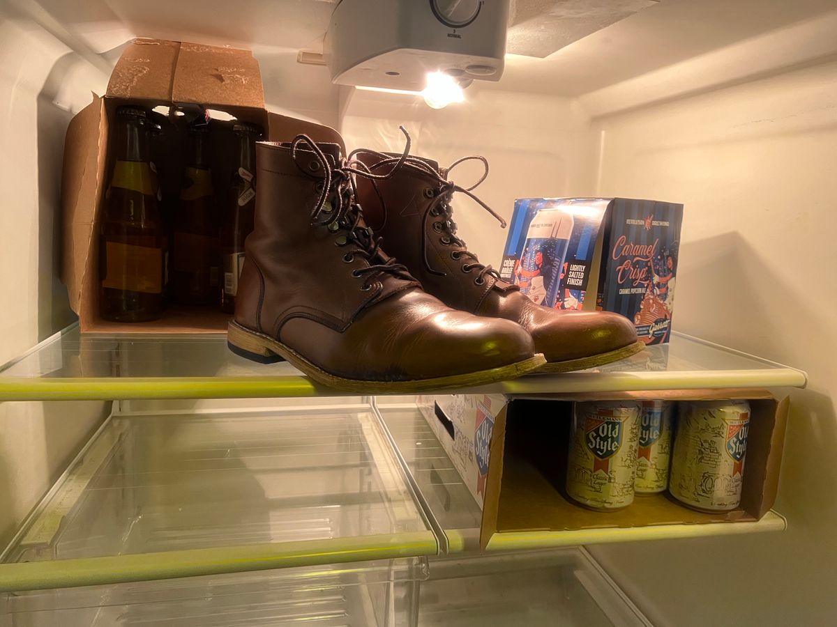 Photo by twigglekitty73 on March 2, 2024 of the Oak Street Bootmakers Trench Boot in Horween Natural Chromexcel.