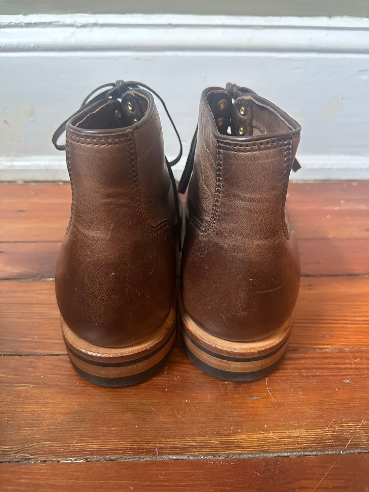 Photo by AGold on October 1, 2022 of the Viberg Service Boot in Horween Natural Chromexcel.