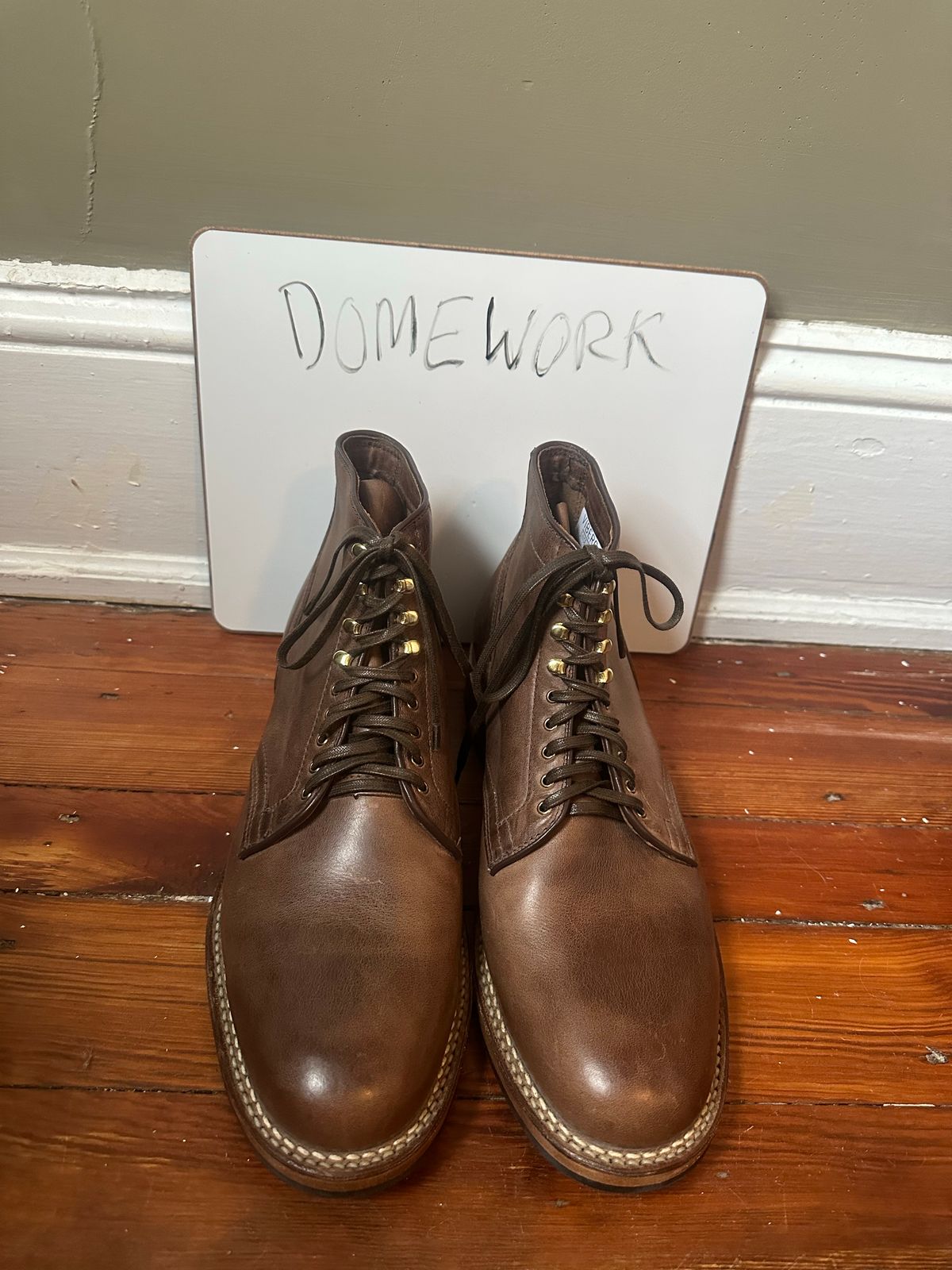 Photo by AGold on October 1, 2022 of the Viberg Service Boot in Horween Natural Chromexcel.