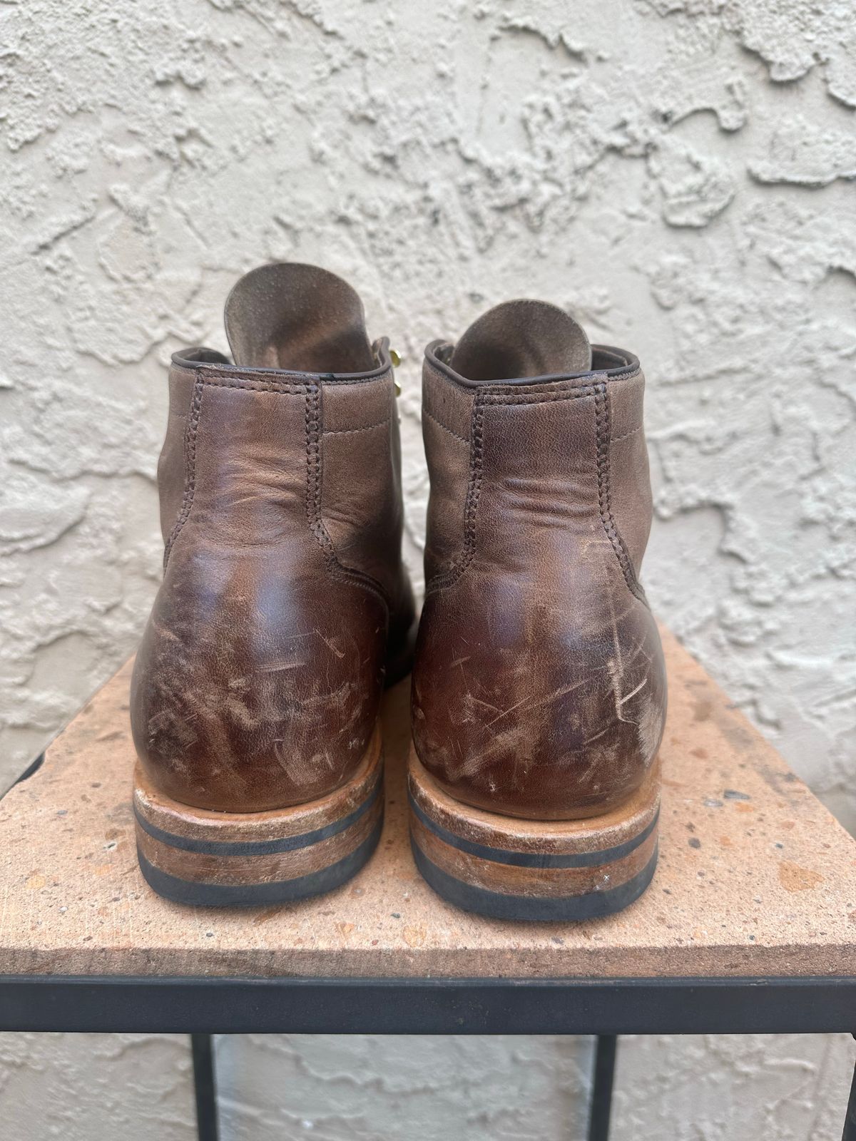 Photo by AGold on November 1, 2022 of the Viberg Service Boot in Horween Natural Chromexcel.