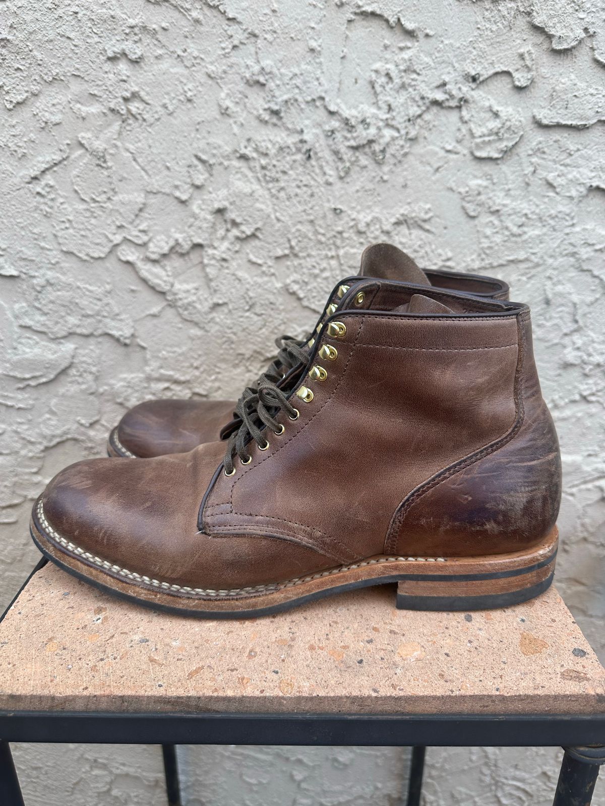 Photo by AGold on November 1, 2022 of the Viberg Service Boot in Horween Natural Chromexcel.