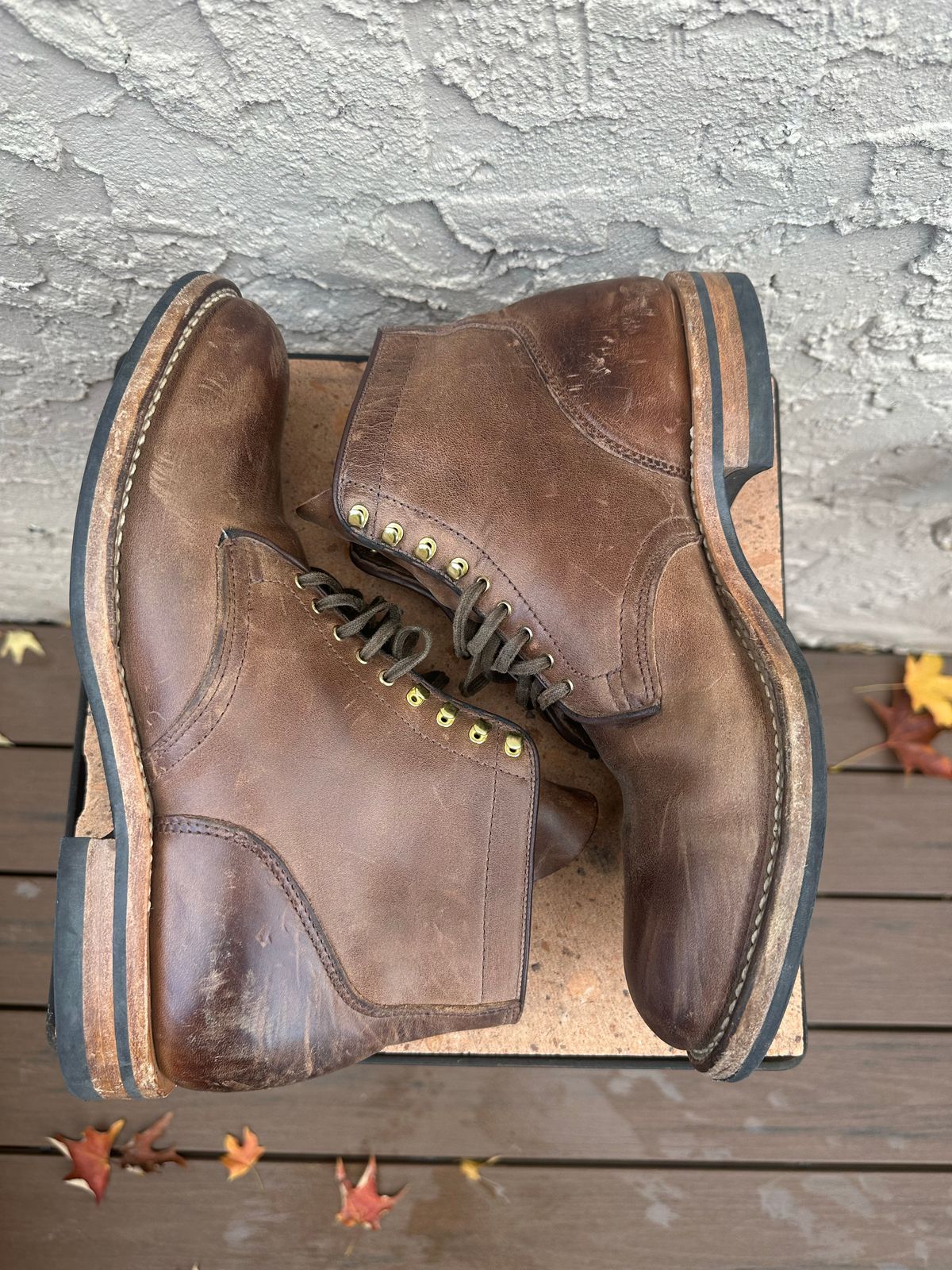 Photo by AGold on November 1, 2022 of the Viberg Service Boot in Horween Natural Chromexcel.