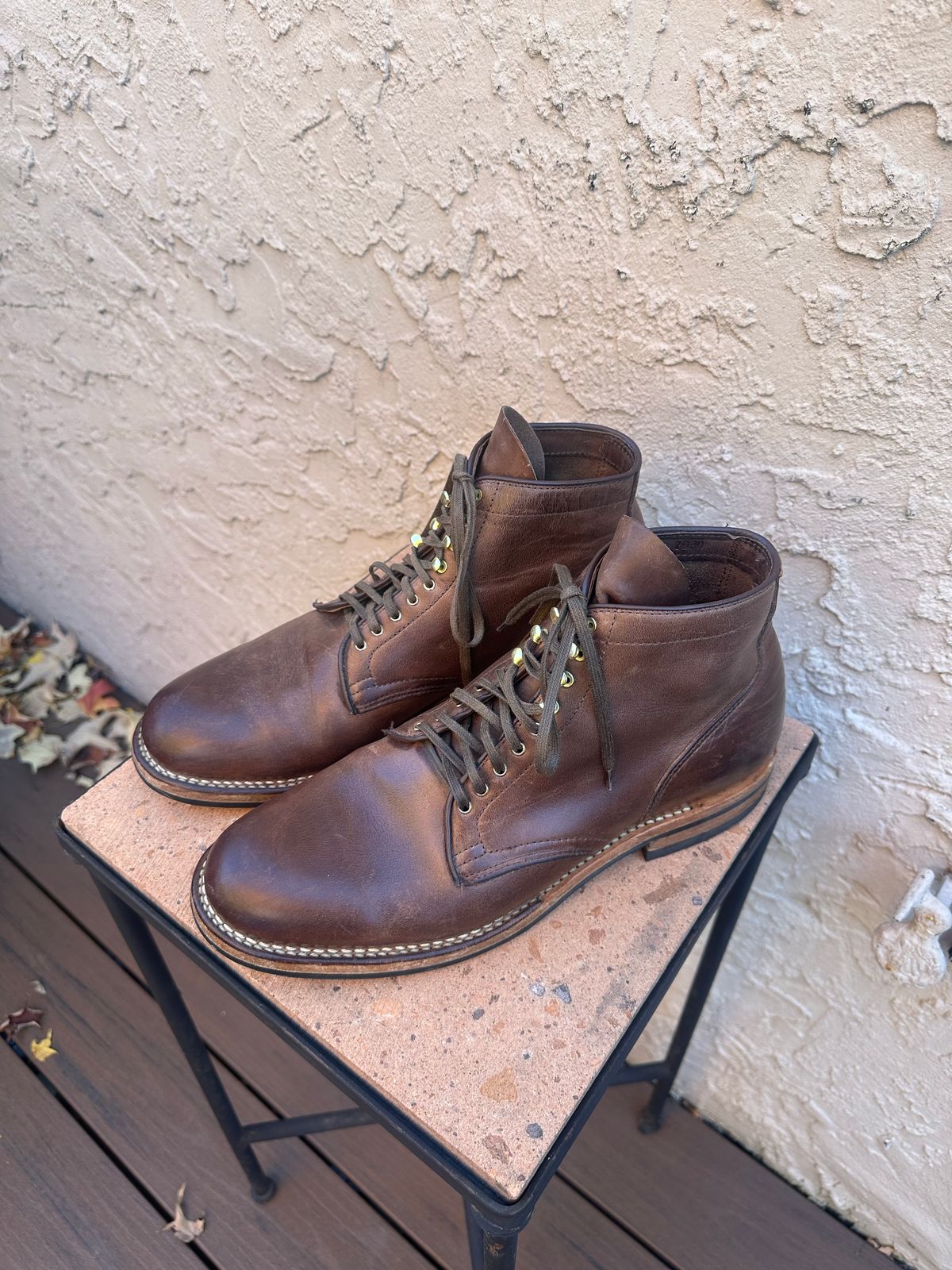 Photo by AGold on November 3, 2022 of the Viberg Service Boot in Horween Natural Chromexcel.