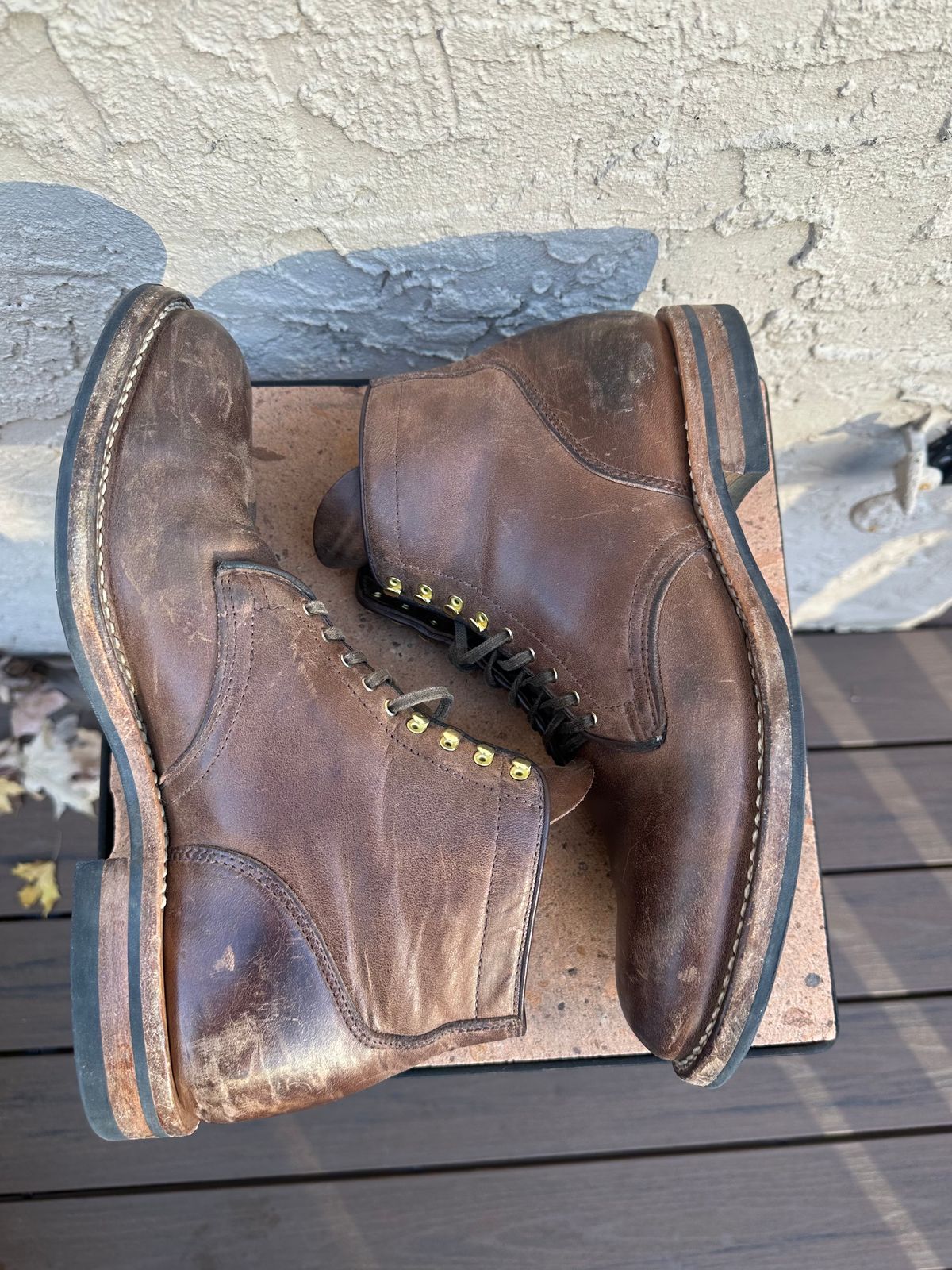 Photo by AGold on December 2, 2022 of the Viberg Service Boot in Horween Natural Chromexcel.