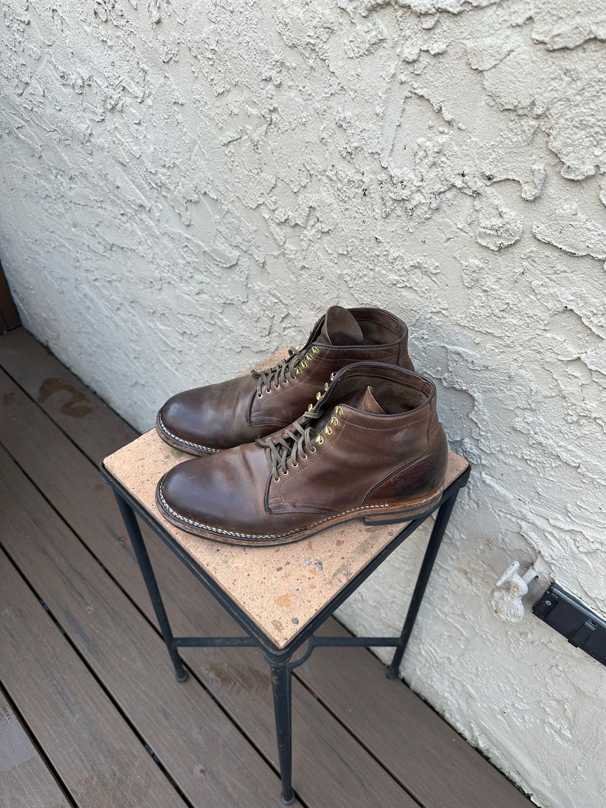 Photo by AGold on February 2, 2023 of the Viberg Service Boot in Horween Natural Chromexcel.