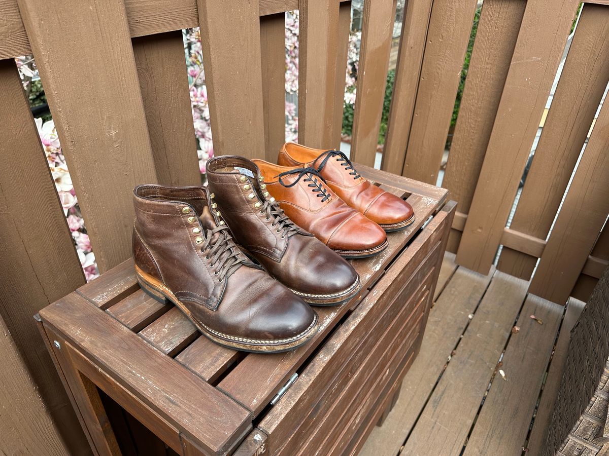 Photo by AGold on April 3, 2023 of the Viberg Service Boot in Horween Natural Chromexcel.