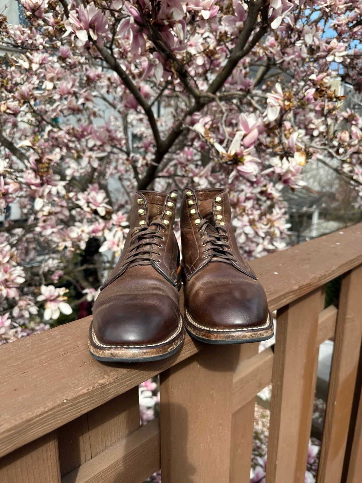 Photo by AGold on April 3, 2023 of the Viberg Service Boot in Horween Natural Chromexcel.