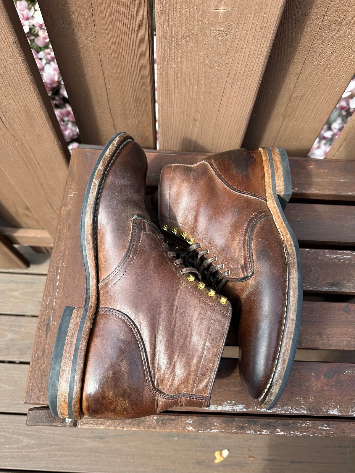 Photo by AGold on April 3, 2023 of the Viberg Service Boot in Horween Natural Chromexcel.