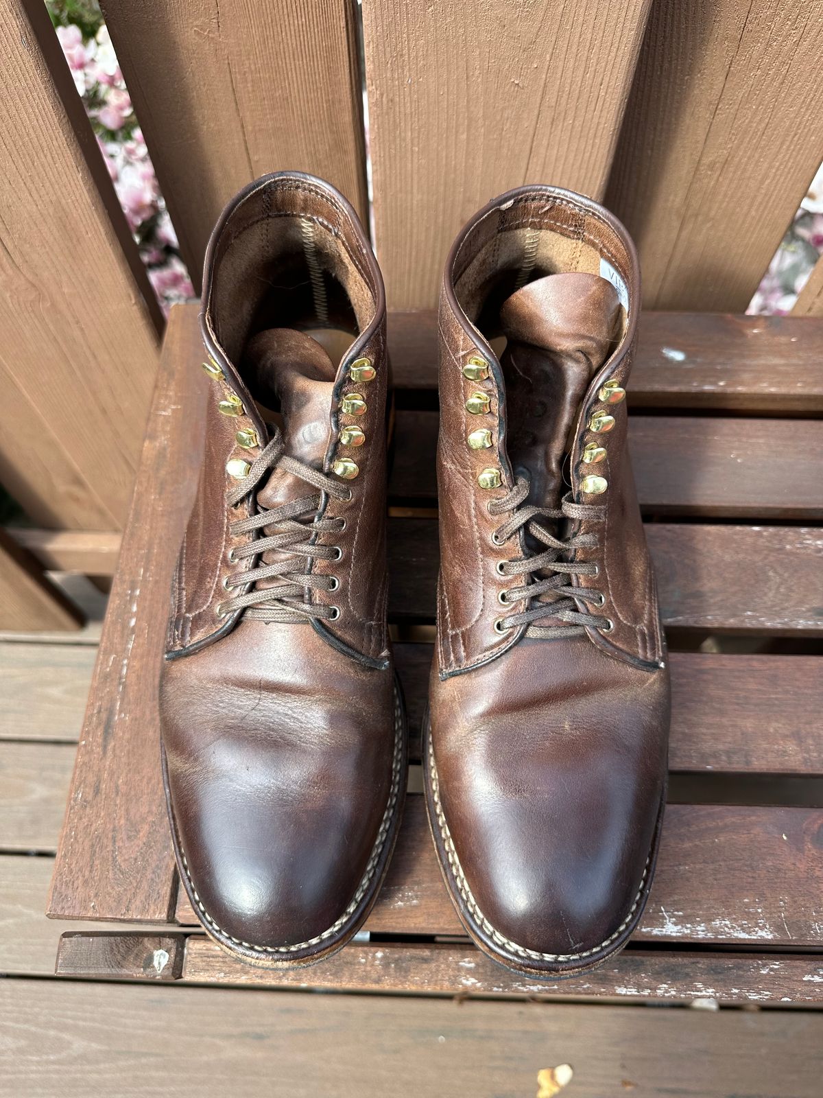 Photo by AGold on April 3, 2023 of the Viberg Service Boot in Horween Natural Chromexcel.