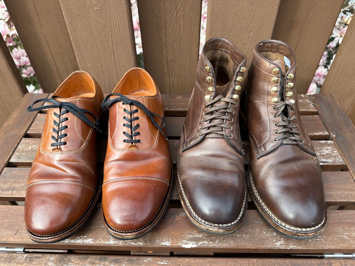 Photo by AGold on April 5, 2023 of the Viberg Service Boot in Horween Natural Chromexcel.