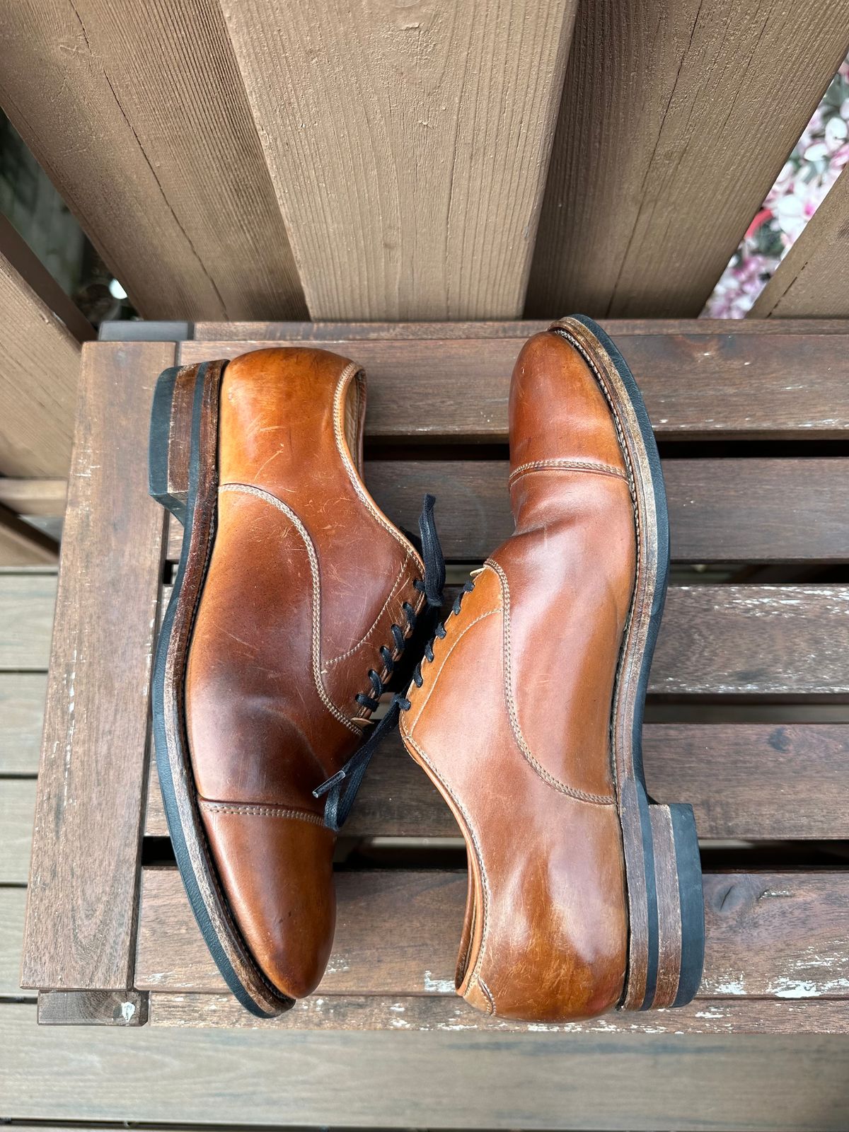 Photo by AGold on April 3, 2023 of the Viberg Bastion Oxford in Horween Natural Shell Cordovan.