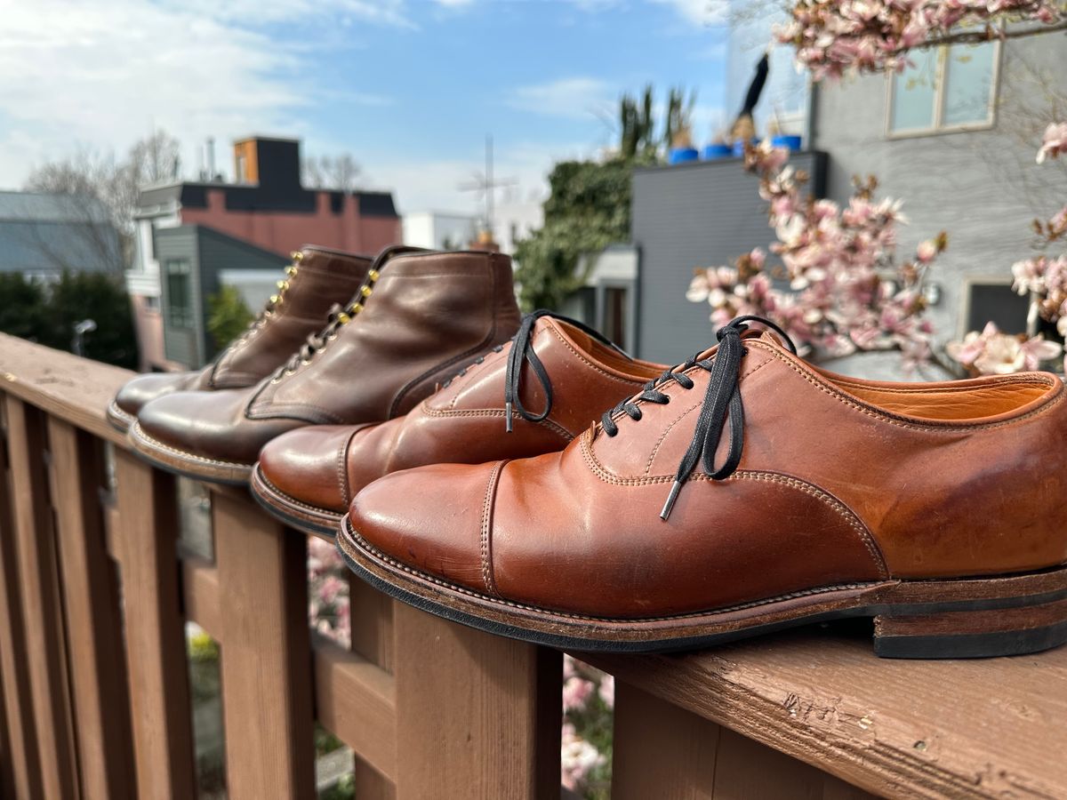 Photo by AGold on April 10, 2023 of the Viberg Bastion Oxford in Horween Natural Shell Cordovan.