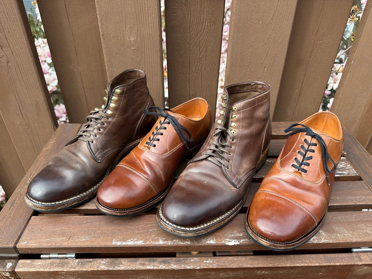 Photo by AGold on April 5, 2023 of the Viberg Bastion Oxford in Horween Natural Shell Cordovan.