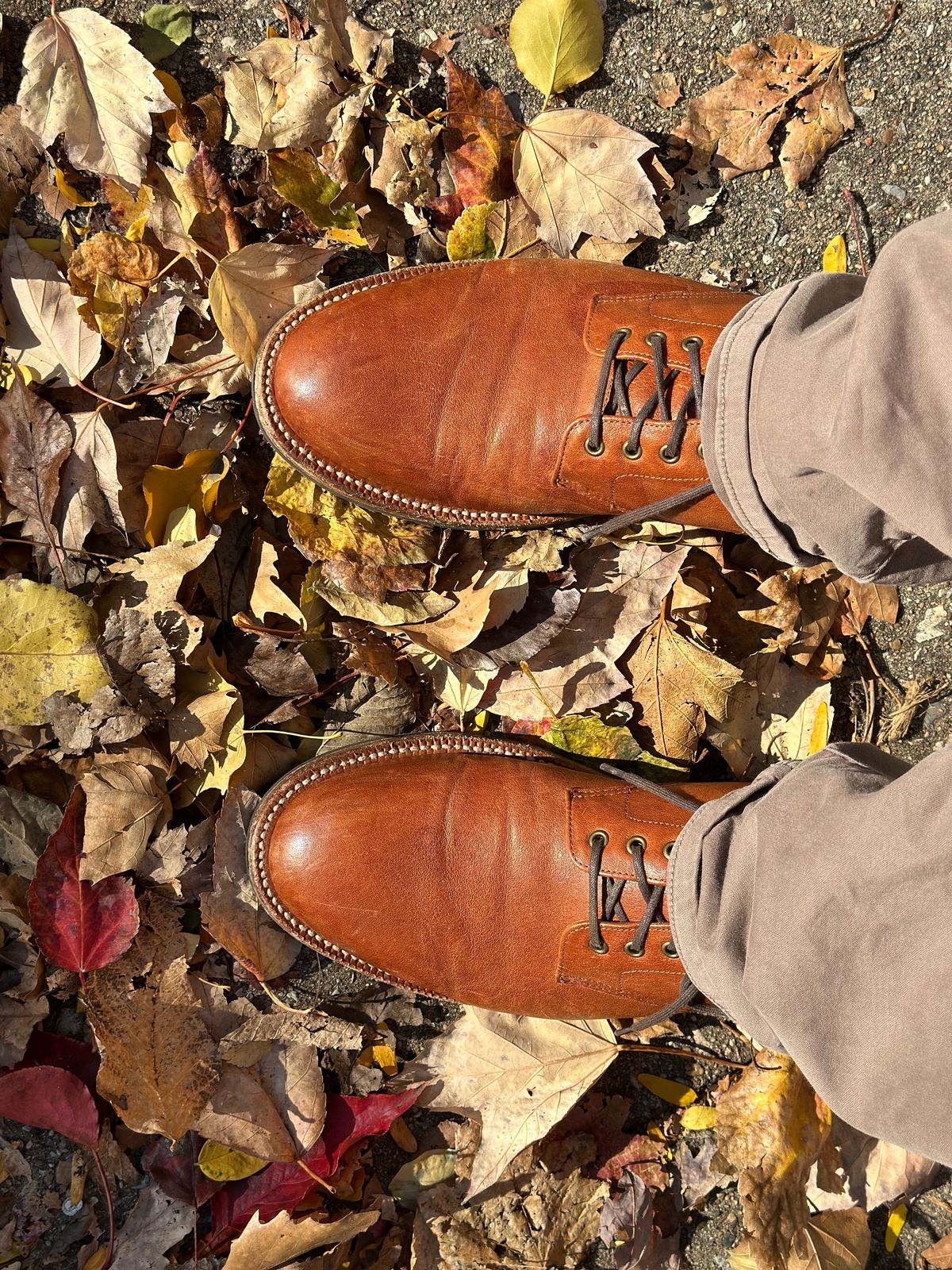 Photo by AGold on November 1, 2023 of the Grant Stone Edward Boot in Incas Rust Kangaroo.