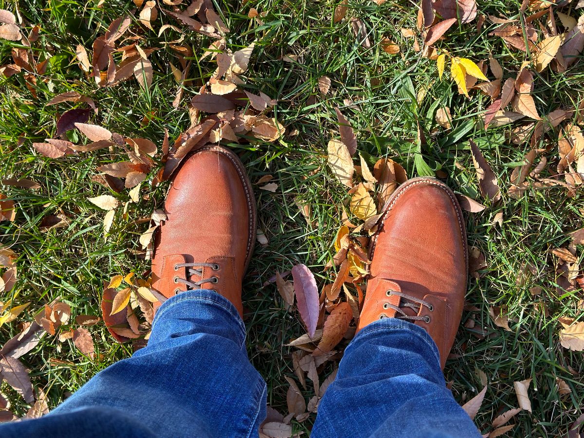 Photo by AGold on November 12, 2023 of the Grant Stone Edward Boot in Incas Rust Kangaroo.