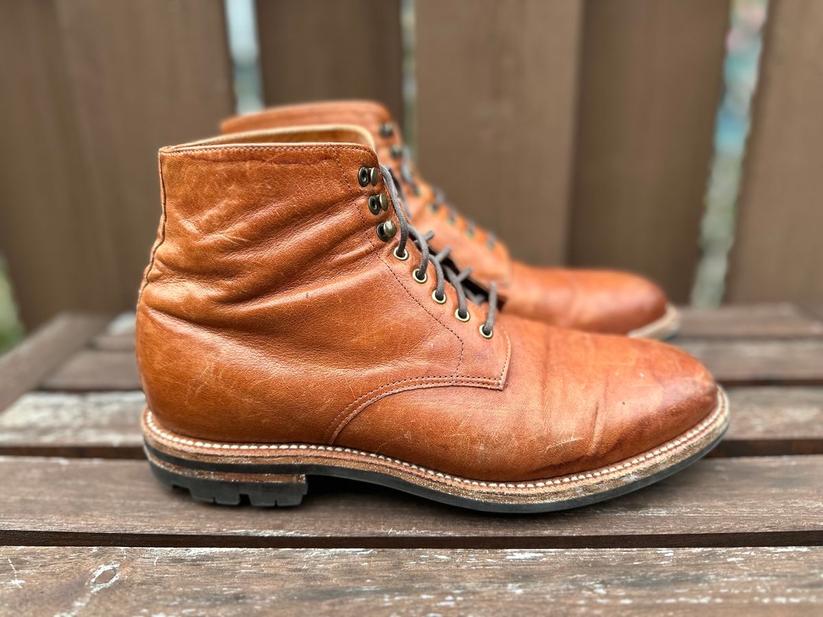Photo by AGold on December 1, 2023 of the Grant Stone Edward Boot in Incas Rust Kangaroo.