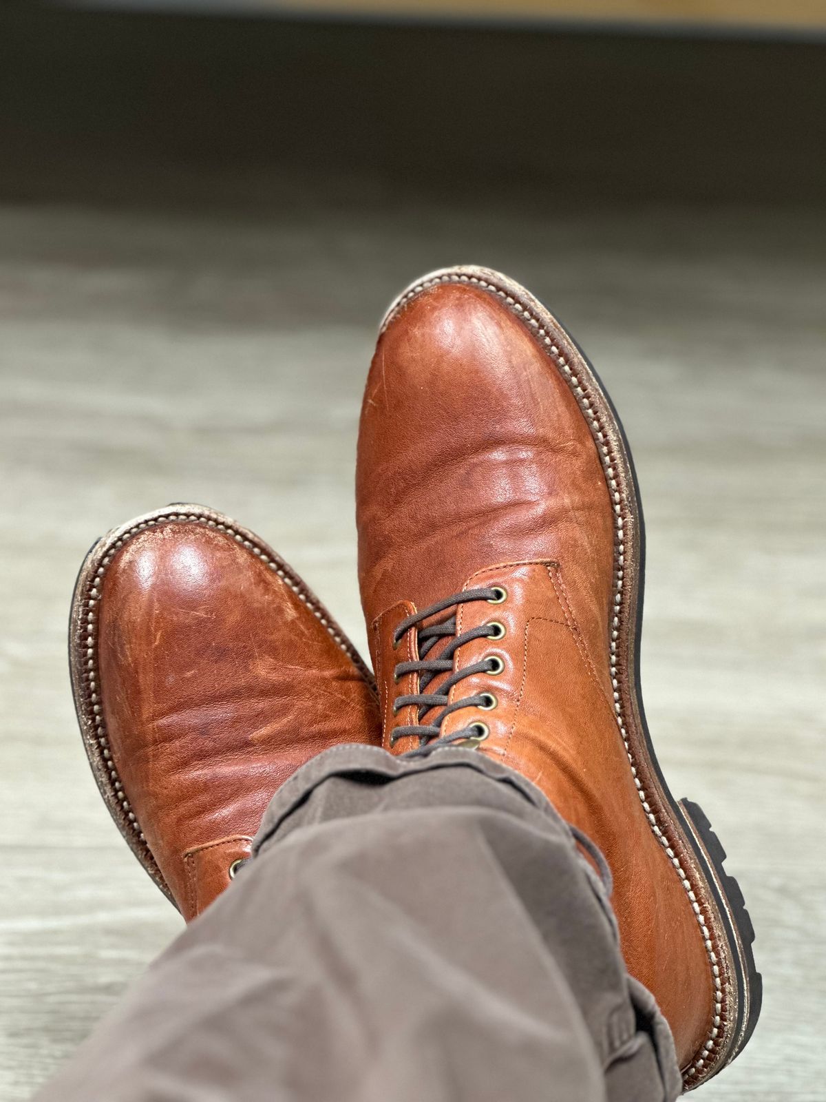 Photo by AGold on January 5, 2024 of the Grant Stone Edward Boot in Incas Rust Kangaroo.