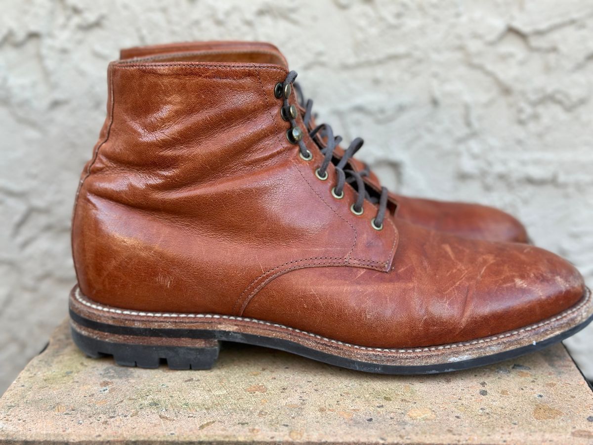 Photo by AGold on January 5, 2024 of the Grant Stone Edward Boot in Incas Rust Kangaroo.