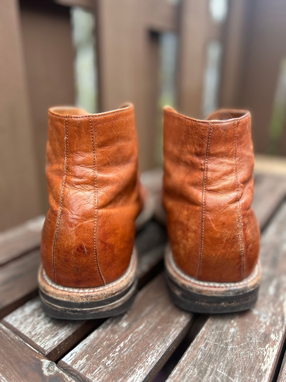 Photo by AGold on April 5, 2024 of the Grant Stone Edward Boot in Incas Rust Kangaroo.