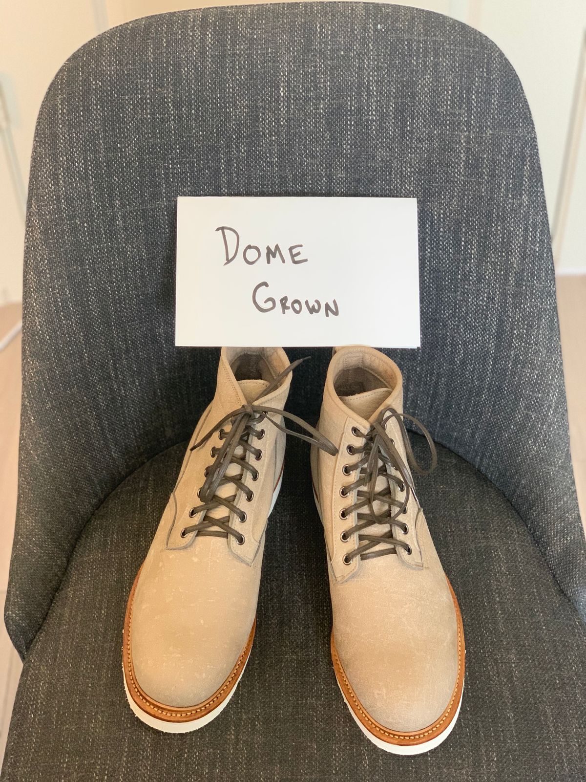 Photo by lonewolfpacman on November 1, 2023 of the Viberg Scout Boot in C.F. Stead Nomad Bokhara Nubuck.