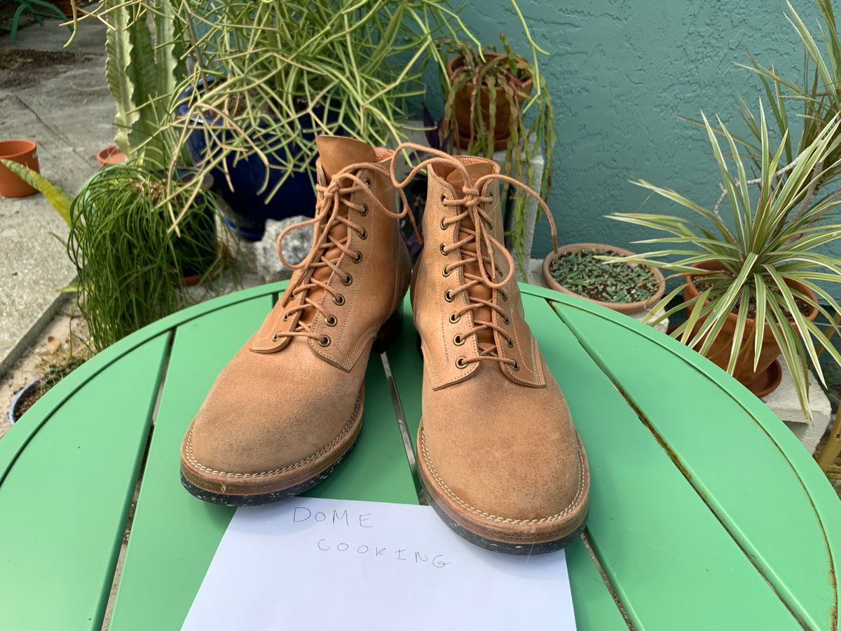 Photo by lonewolfpacman on November 5, 2025 of the Onderhoud SVC01 Boondocker in Maryam Natural Waxed Reverse Horsebutt.