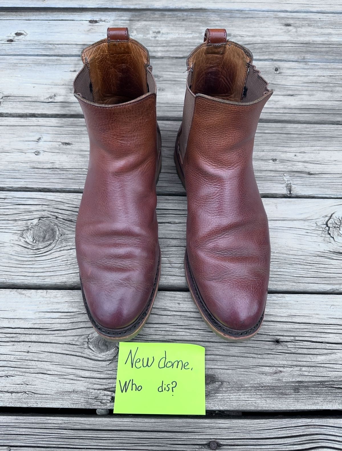 Photo by worldtraveler on October 4, 2025 of the Allen Edmonds Denali Chelsea Boot in Unknown Natural Veg Tan.