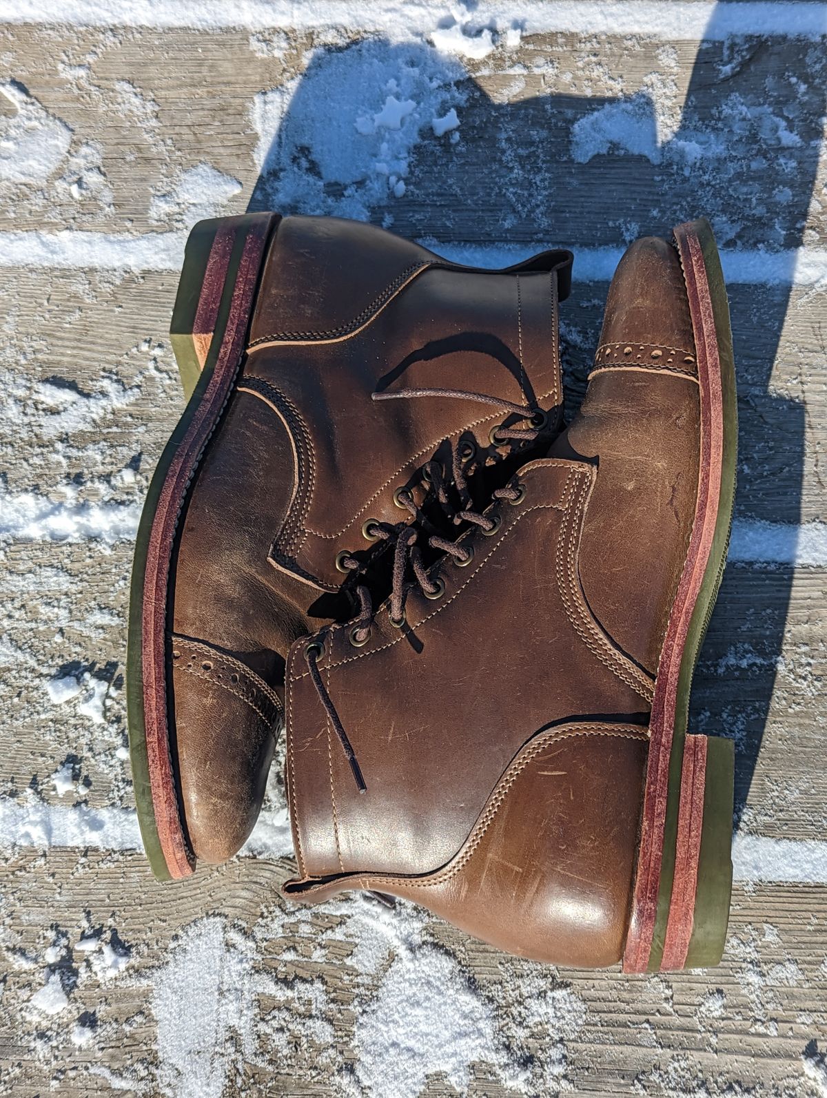 Photo by zangazanga on December 1, 2022 of the Jakkrabbits Service Boot in Horween Olive Chromexcel.