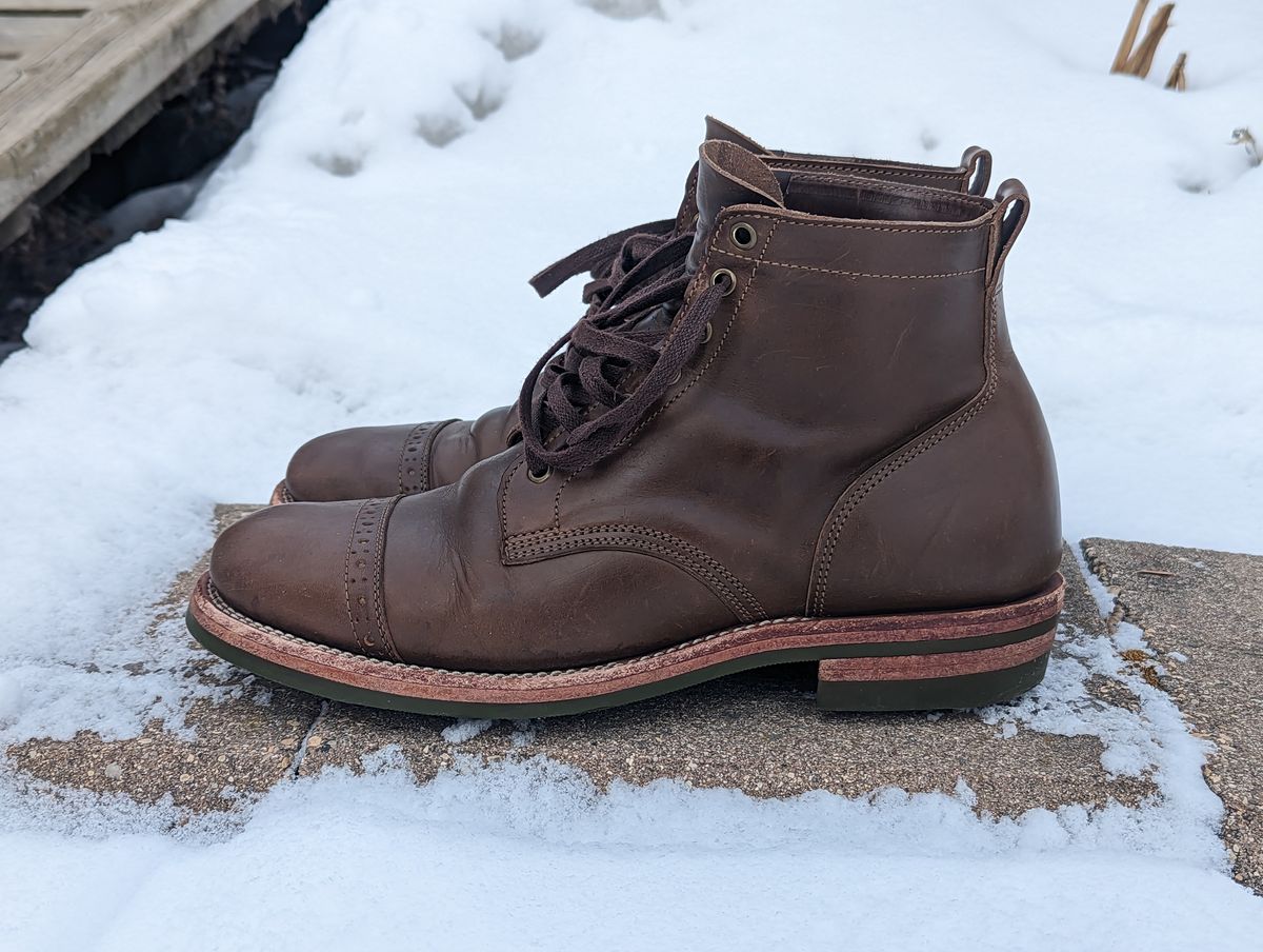 Photo by zangazanga on March 2, 2023 of the Jakkrabbits Service Boot in Horween Olive Chromexcel.