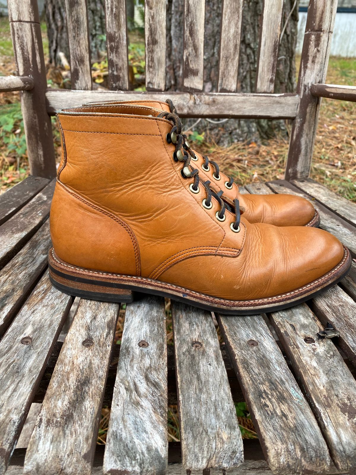 Photo by tmcginness on November 1, 2022 of the Grant Stone Diesel Boot in Horween Natural Essex.