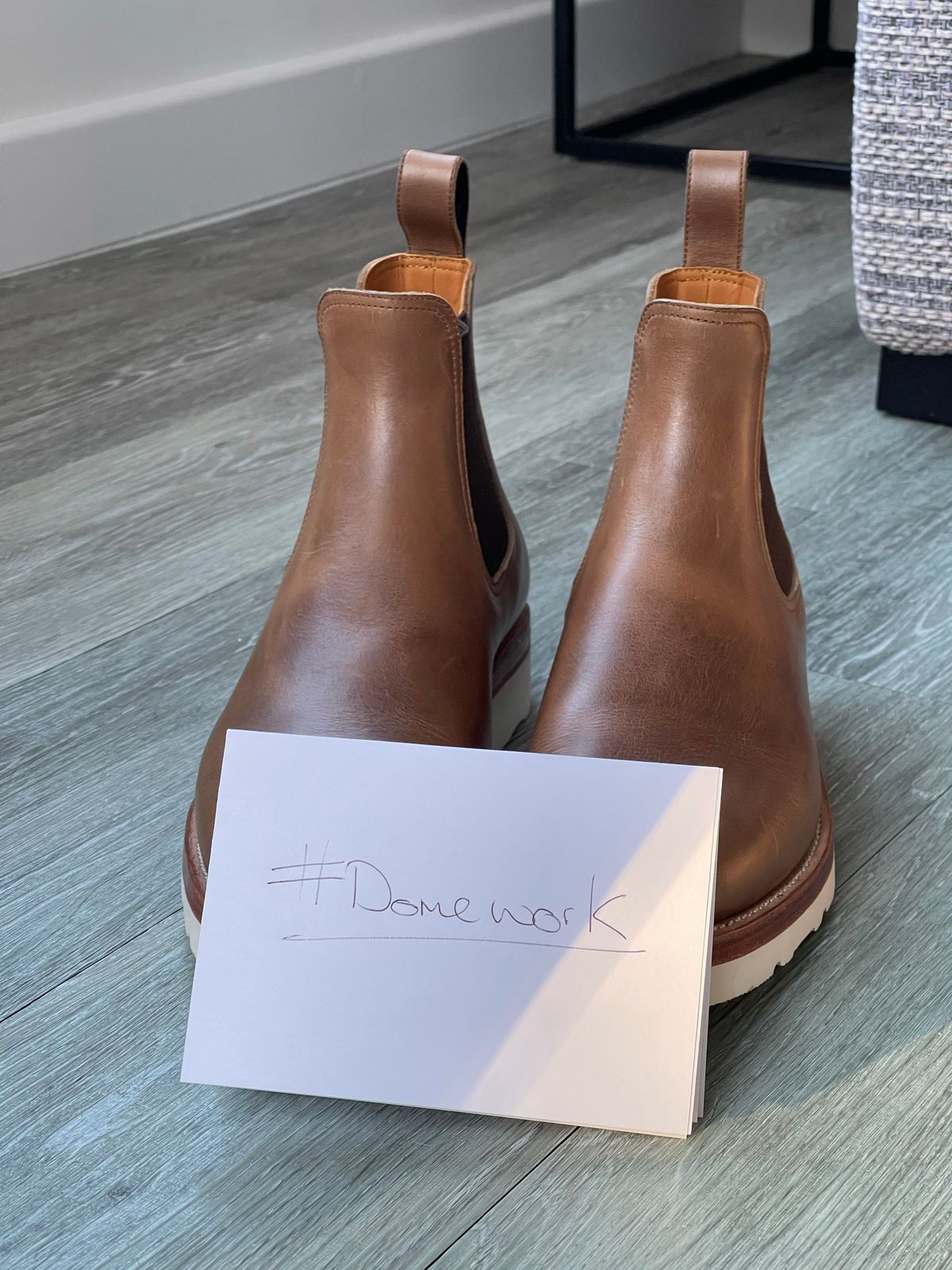 Photo by elliottjhill on October 1, 2022 of the Benzein The Seventh Chelsea Boot in Horween Natural Chromexcel.