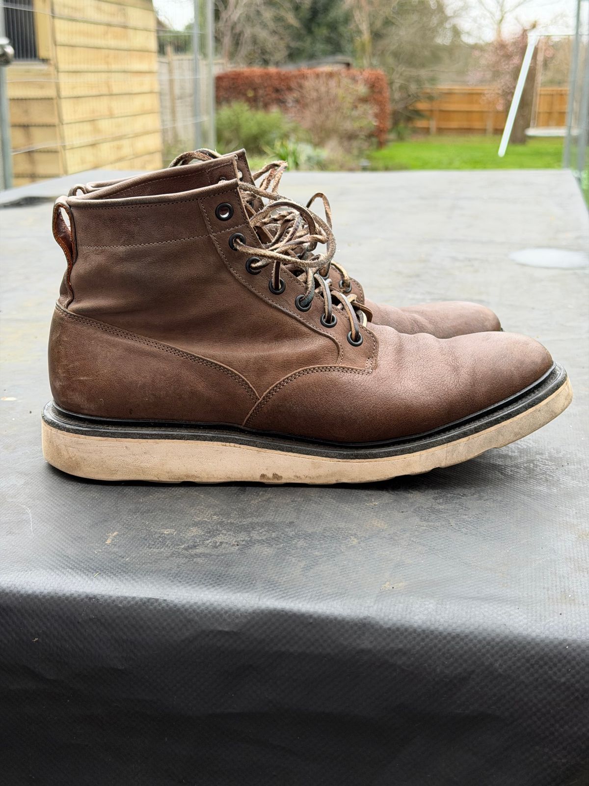 Photo by elliottjhill on December 28, 2025 of the Viberg Scout Boot in Asfalto Washed Kangaroo.