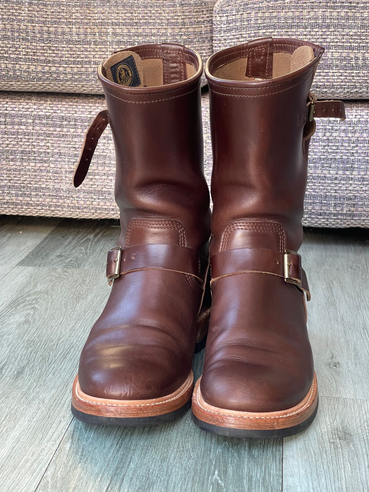 Photo by elliottjhill on November 3, 2023 of the John Lofgren Wabash Engineer Boots in Horween Chocolate Chromexcel.