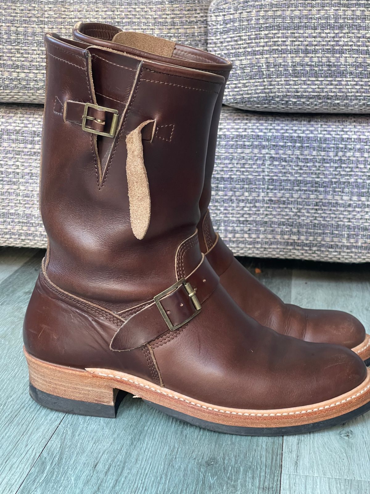 Photo by elliottjhill on November 3, 2023 of the John Lofgren Wabash Engineer Boots in Horween Chocolate Chromexcel.