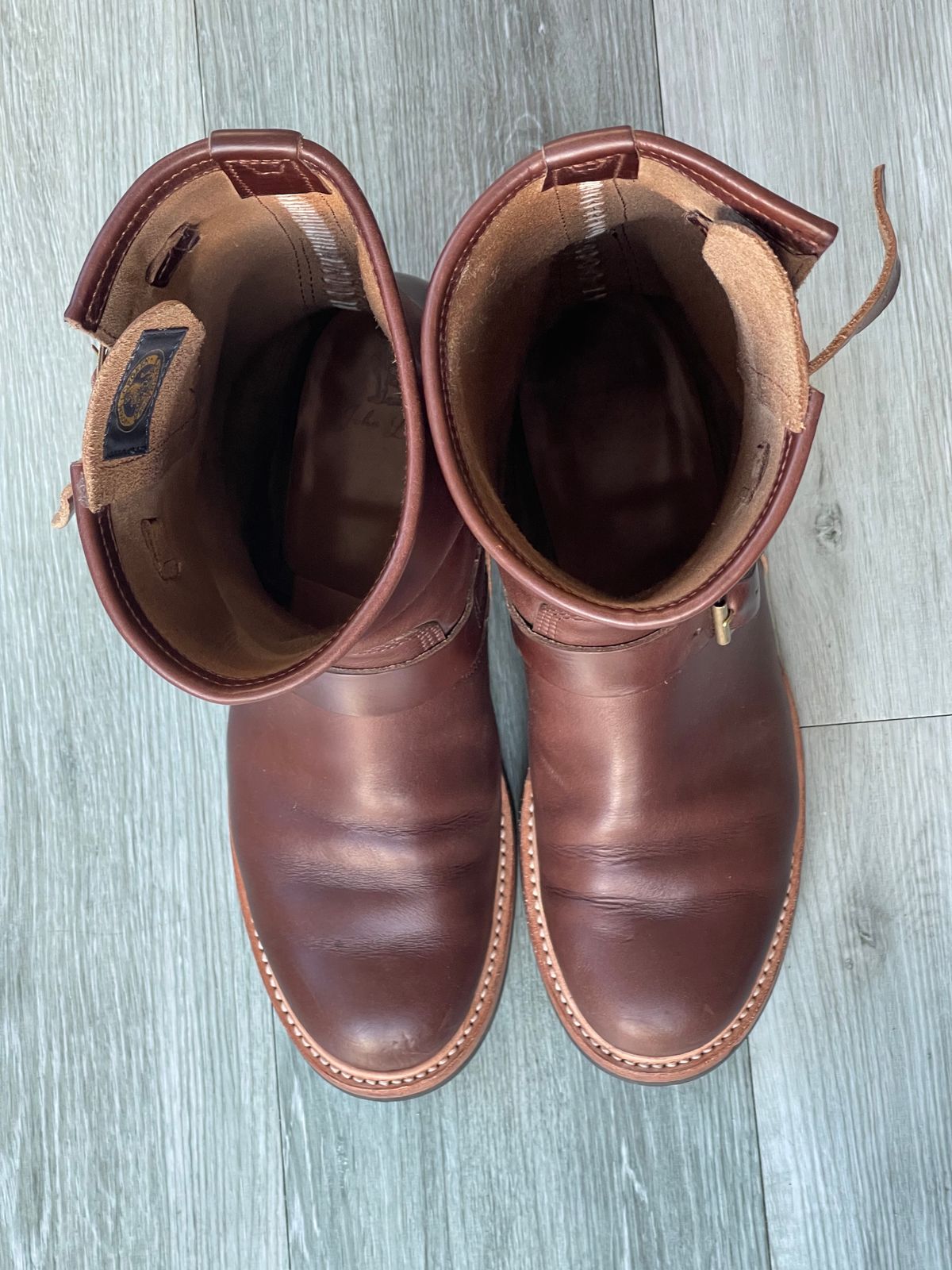 Photo by elliottjhill on November 3, 2023 of the John Lofgren Wabash Engineer Boots in Horween Chocolate Chromexcel.