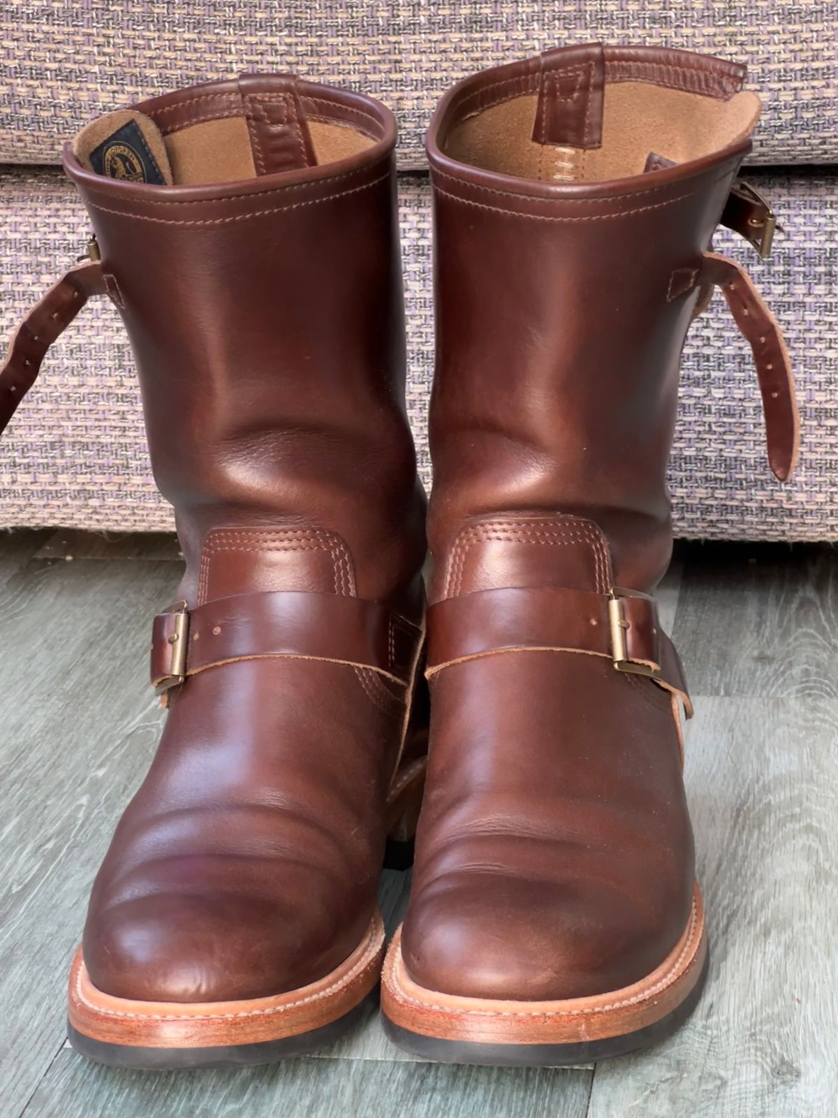 Photo by elliottjhill on December 1, 2023 of the John Lofgren Wabash Engineer Boots in Horween Chocolate Chromexcel.
